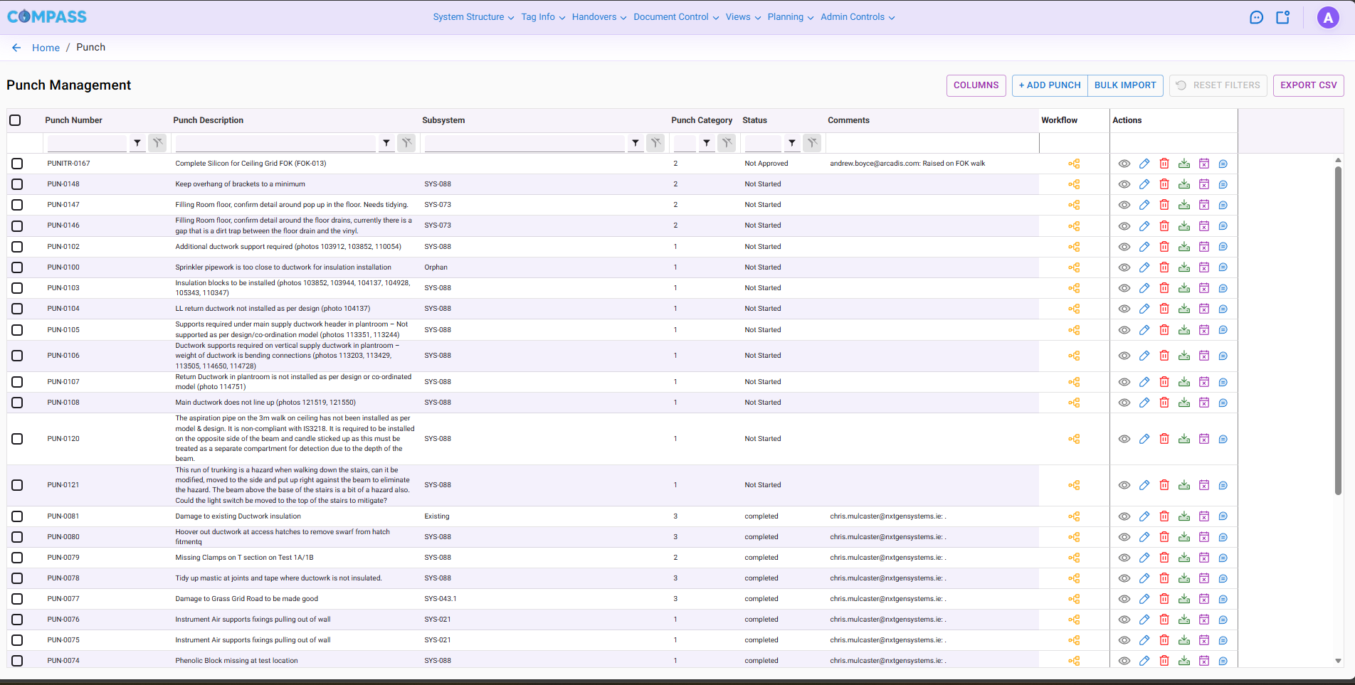 ECPMS - Punch List Management